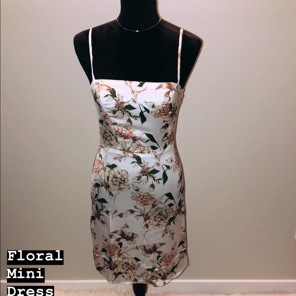 Floral Shine Satin Mini Dress